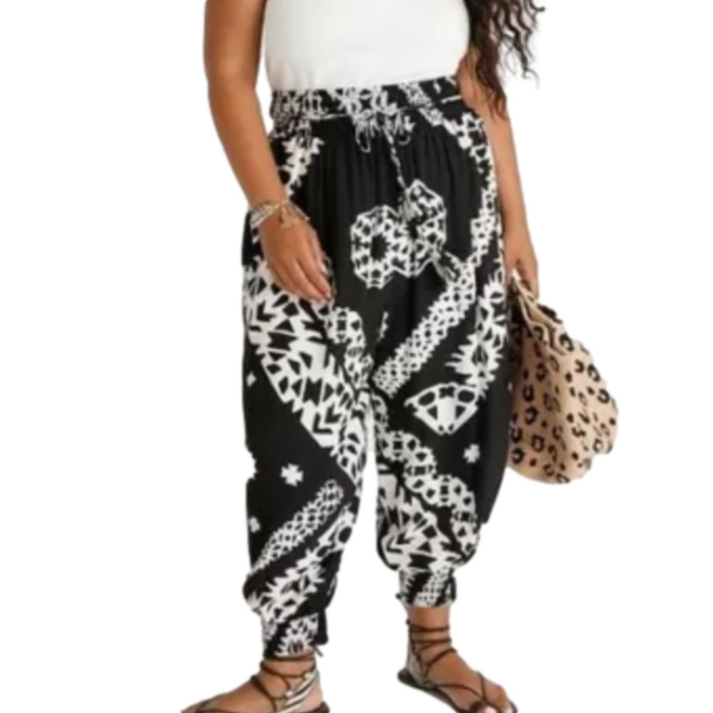 Anthropologie Black and White Patterned Pants